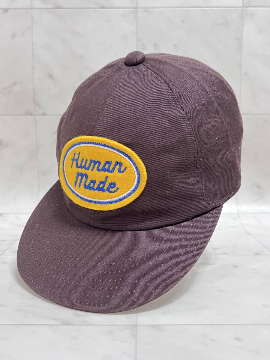 【美品】HUHMUAN MADE ヒューマンメイドワッペン ロゴ コットンツイル キャップ Mサイズ ブラウン×イエロー