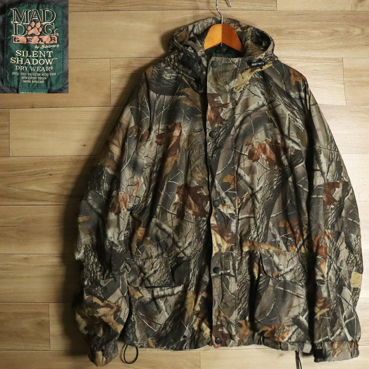 &5R/Y7.19-2　MAD DOG GEAR by Stearns　フーデットジャケット　リアルツリーカモ　迷彩　マウンテンパーカー 　XLサイズ　メンズ　古着