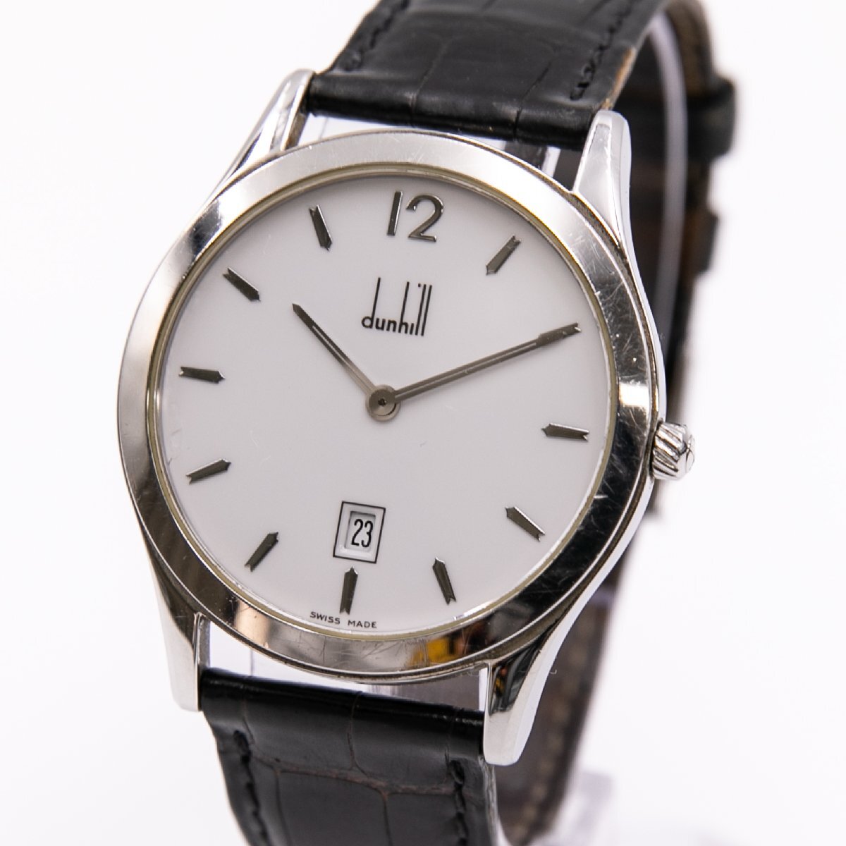 1円 稼働 dunhill ダンヒル 8009 シティスケープ QZ クオーツ SS 白文字盤 腕時計 メンズ ラウンド ブランド 0712720240924