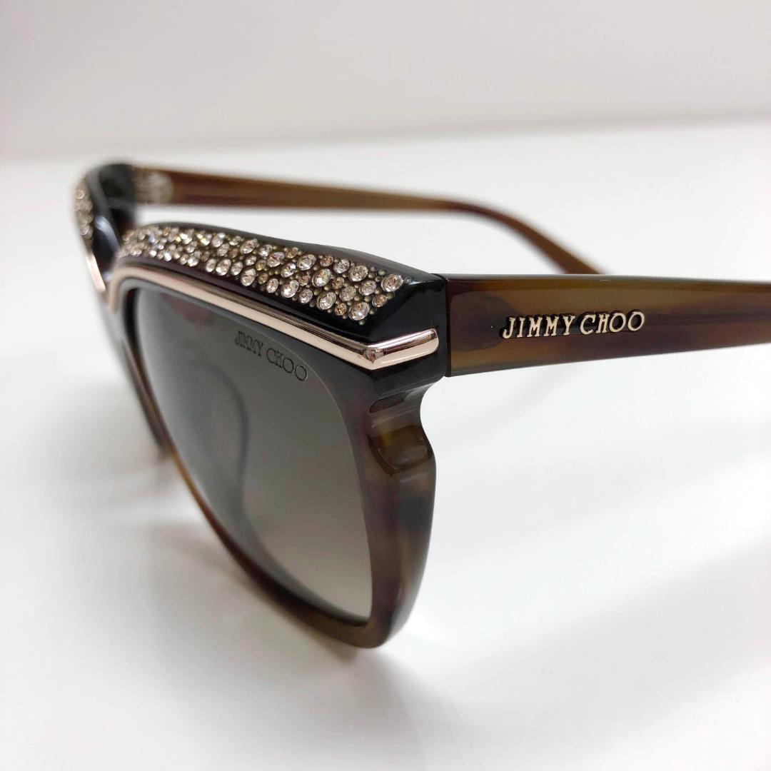 * прекрасный товар * Jimmy Choo JIMMY CHOO стразы солнцезащитные очки Brown 