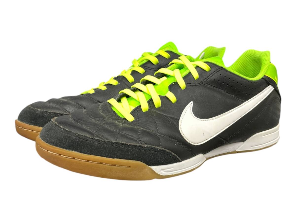 NIKE ( Nike )tiempo natural IV leather futsal shoes sneakers 509090-014 US8.5 26.5cm green × black men's /036