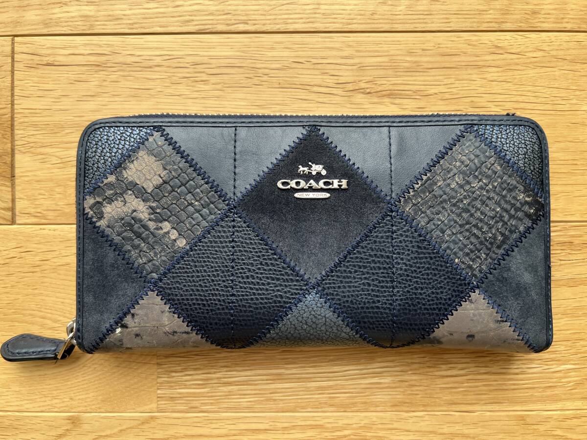 ☆　コーチ (COACH) 財布 レディース パッチワーク レザー アコーディオン ジップ ウォレット 長財布 F54021　☆