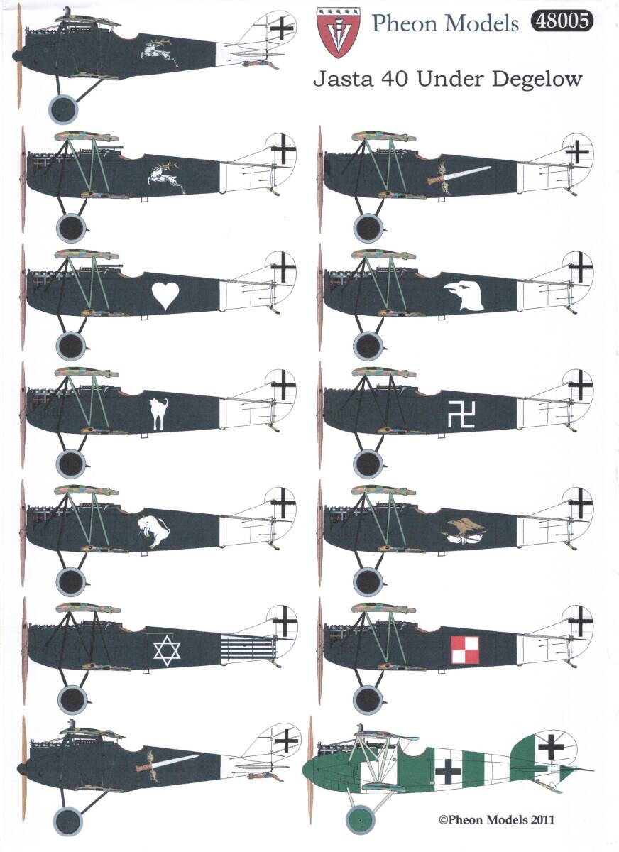 Pheon Models Decal， 48005， Jasta 40 under Degelow