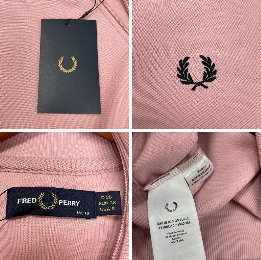 FRED PERRY ピンク×ブラック クロップドトラックジャケット FRED PERRY ピンク×ブラック クロップドトラックジャケット