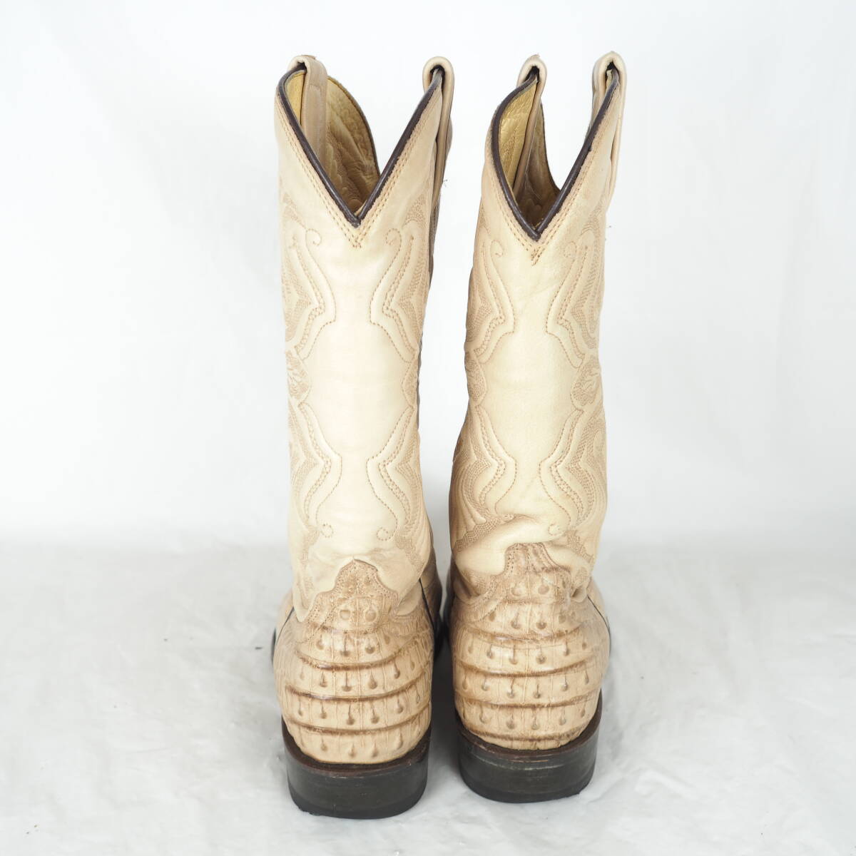 EB6846*HACIENDA*asienda* lady's western boots black ko style *5-22cm* beige group 