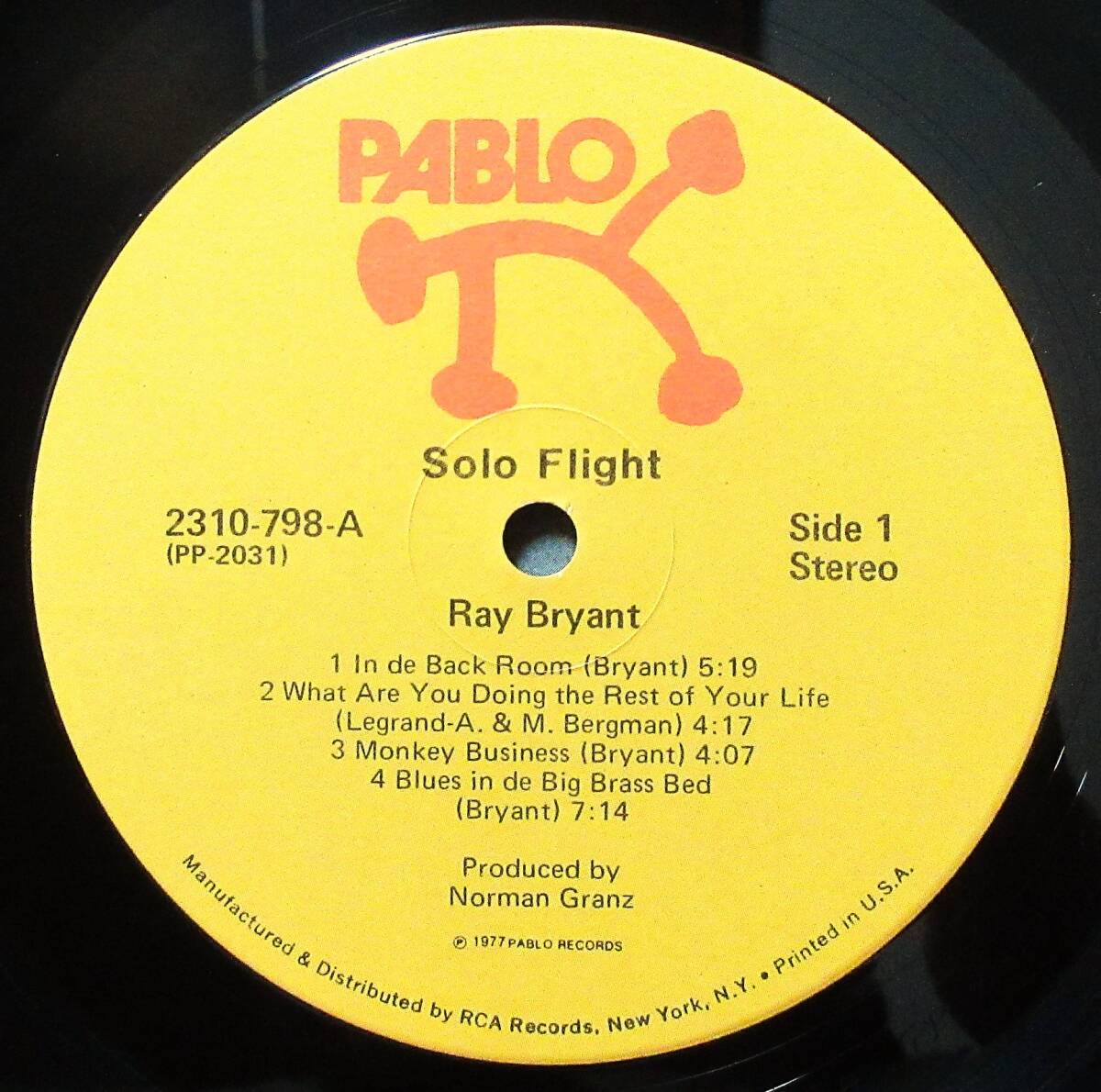 米プロモスタンプ(LP) RAY BRYANT [SOLO FLIGHT] 光沢ジャケ/オリジナル内袋有り/1977年/PABLO/2310-798_画像5