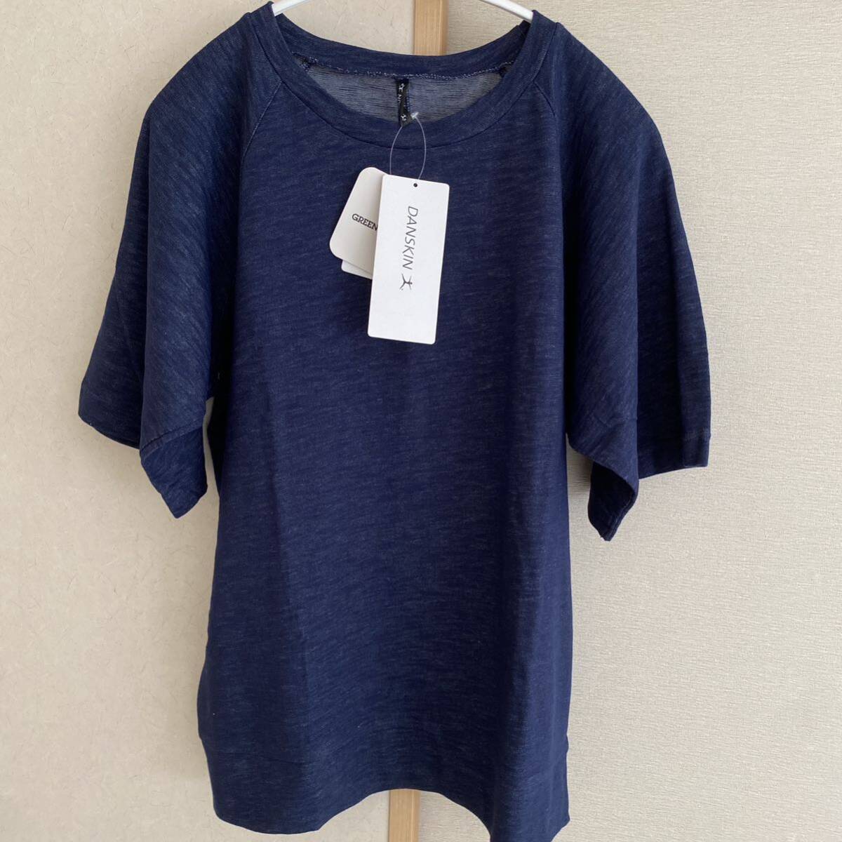 新品　ダンスキン　トップス　半袖カットソー　Tシャツ　ヨガ　トレーニング　フィットネス　ランニング　インディゴ