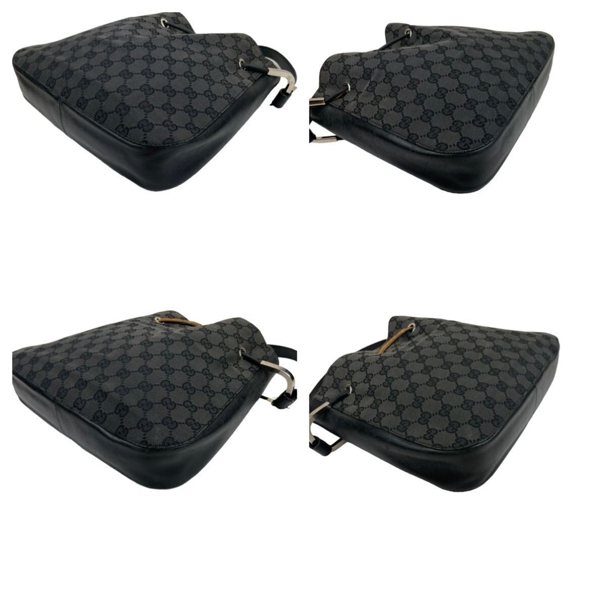 良品 GUCCI グッチ ハンドバッグ GGキャンバス レザー ブラック 良品 GUCCI グッチ ハンドバッグ GGキャンバス レザー ブラック