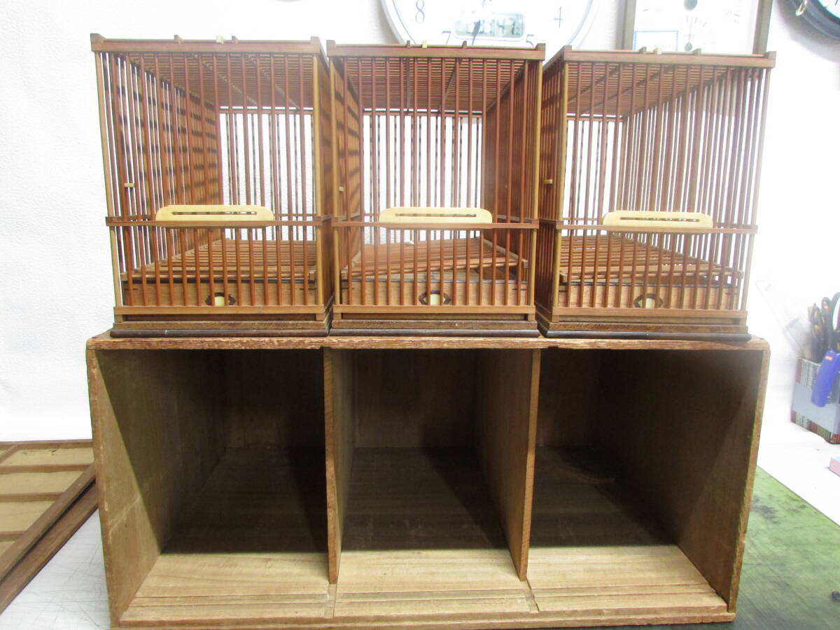 竹製鳥カゴ◇鳥かご3室☆鳥籠◇昭和レトロ◇017 竹製鳥カゴ◇鳥かご3室☆鳥籠◇昭和レトロ◇017