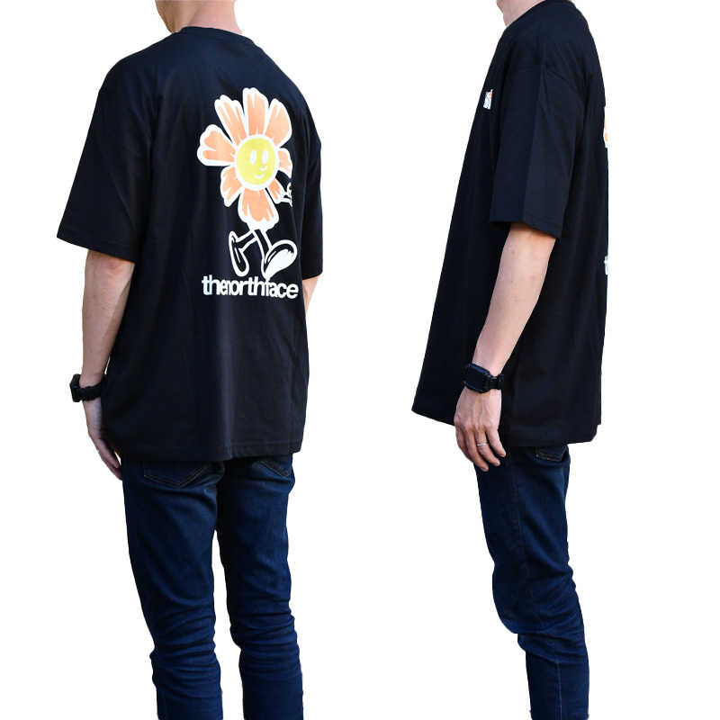 ■新品■THE NORTH FACE/ノースフェイス 半袖 Tシャツ 花柄 フラワー■M BLOOM SS TEE OVERSIZED ブルーム■MENS(S)■ブラック■NF0A8EAE