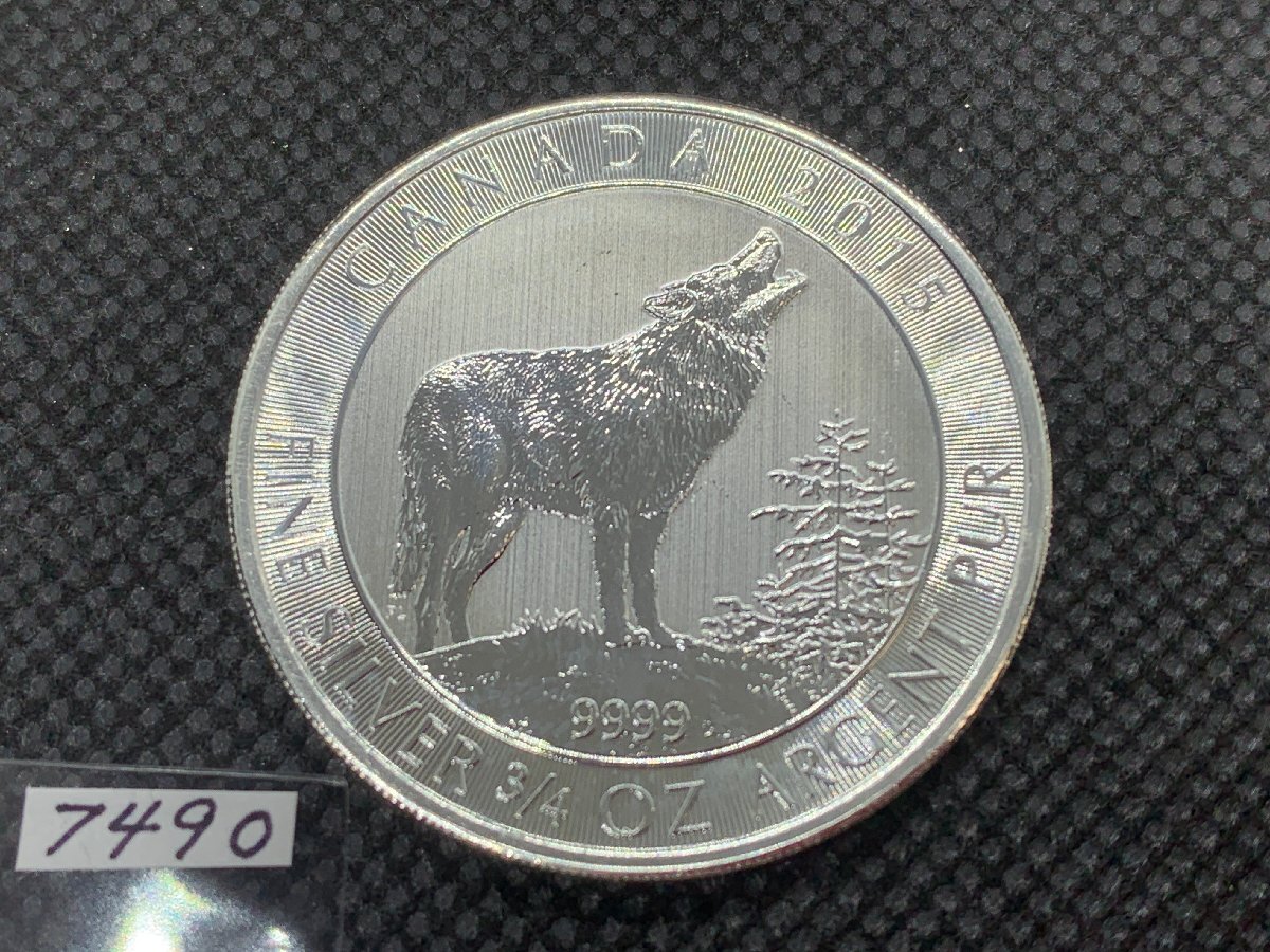 23.32グラム 2015年 (新品) カナダ 「ウルフ・狼・オオカミ」純銀 3/4オンス 銀貨