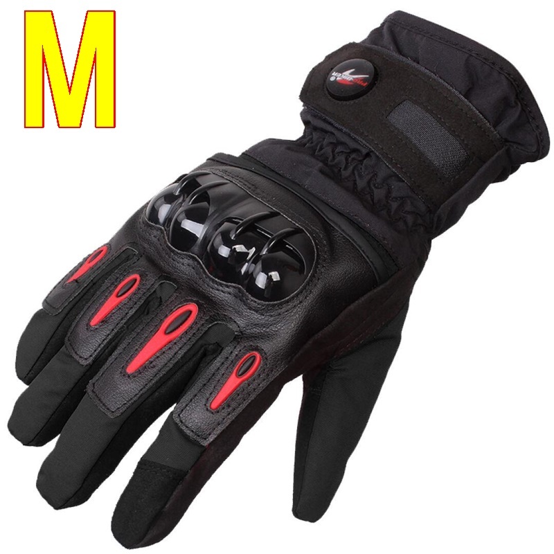 ブラック　Mサイズ　プロテクター バイクグローブ バイク 手袋 グローブ スマホ対応 防水手袋 レイングローブ 防寒 冬 ツーリング 安全 