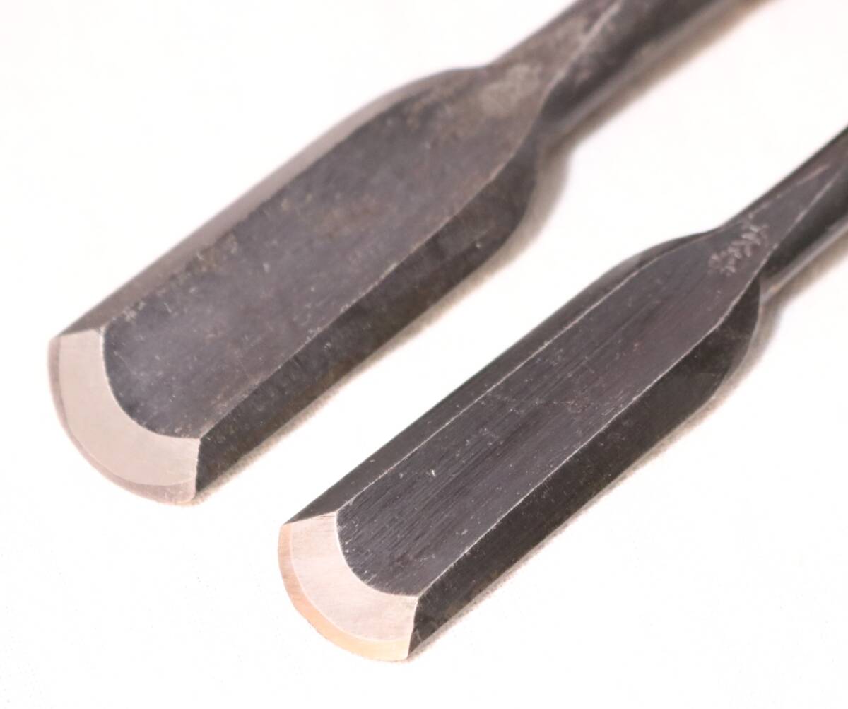 【未刃付】19mm 24mm 外丸鑿(大小) 在銘 久寿 2本 まとめ ノミ 大工道具