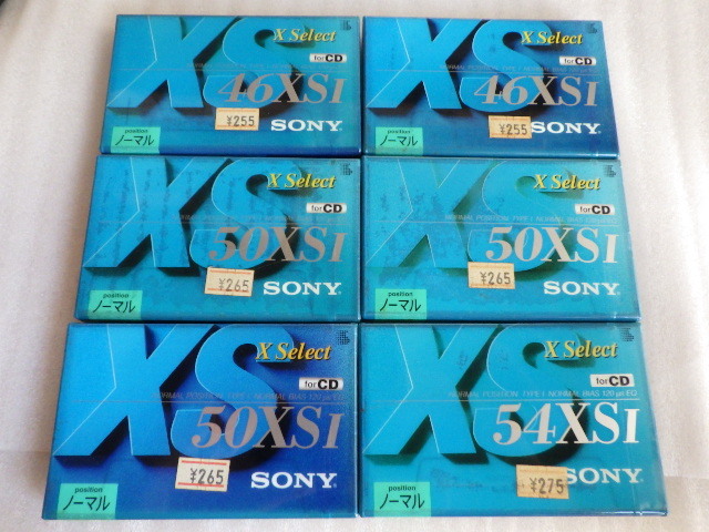未開封　SONY　 XSⅠ X Select　46分 2本　50分 3本　54分 1本　計6本　ノーマルポジション　カセットテープ　6本セット　ｚ090707