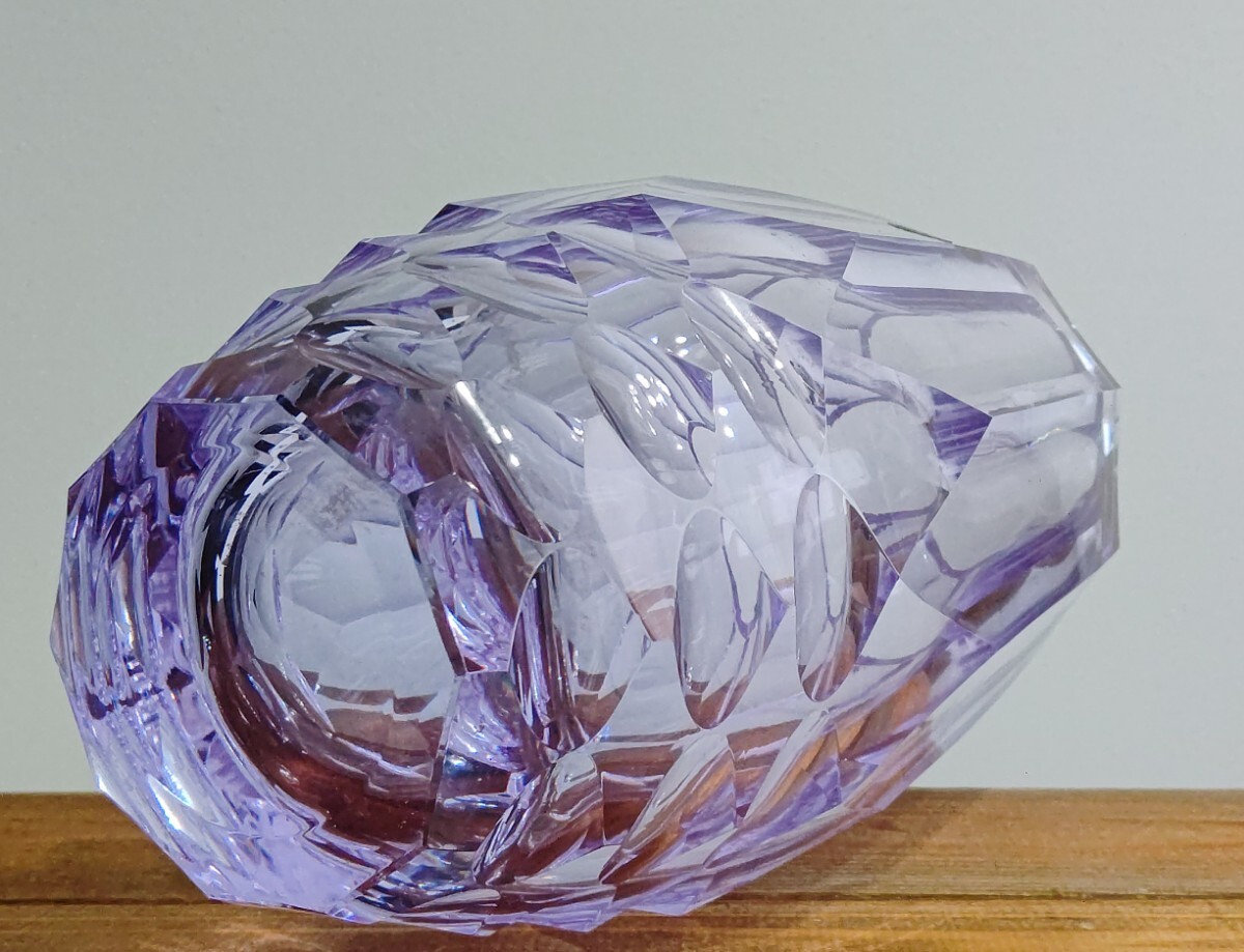 HOYA CRYSTAL ホヤ クリスタル 保谷 パープル 紫 色付 花瓶 HOYA CRYSTAL ホヤ クリスタル 保谷 パープル 紫 色付 花瓶