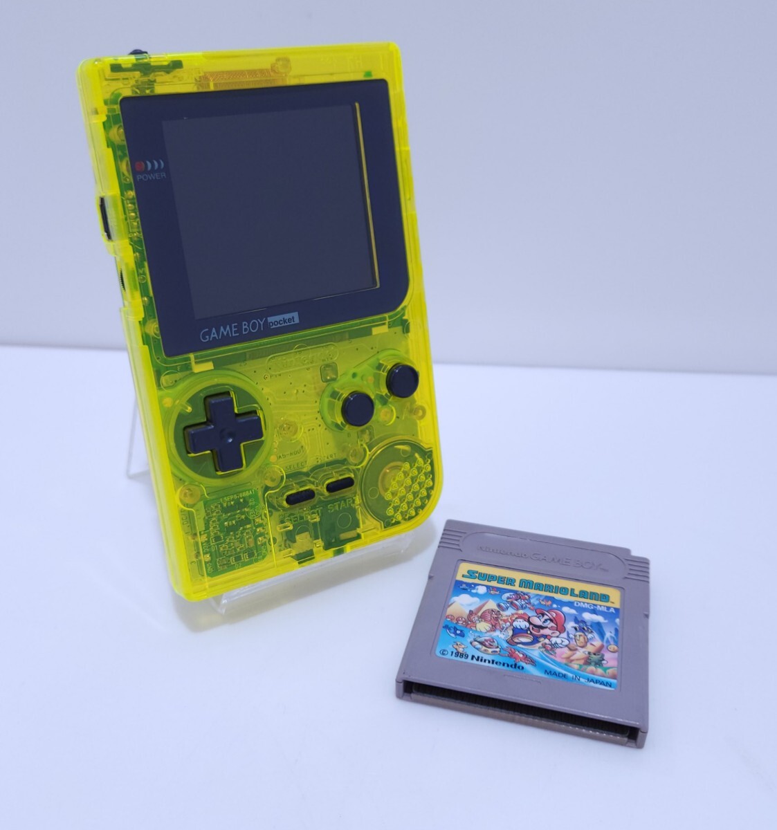 美品/動作品ゲームボーイアPocket GBP MGB-001 本体 クリアライム IPS バックライト液晶搭載+ ゲームソフト 希少品(D-1)