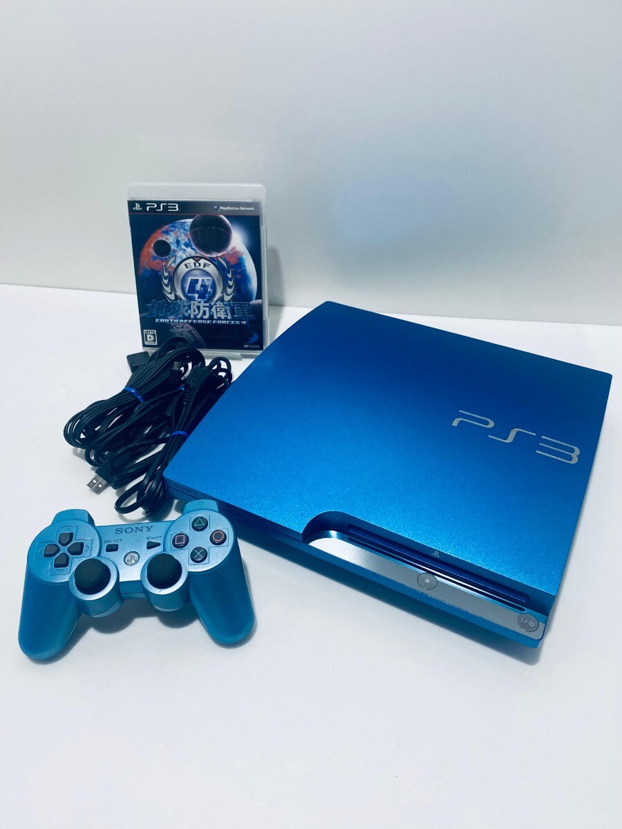 美品/動作品SONY ソニーPlayStation3 PS3本体 CECH-3000SB 320GBスプラッシュブルー プレステ3 ゲーム機 FW4.70 ゲームソフト まとめ(D-4)