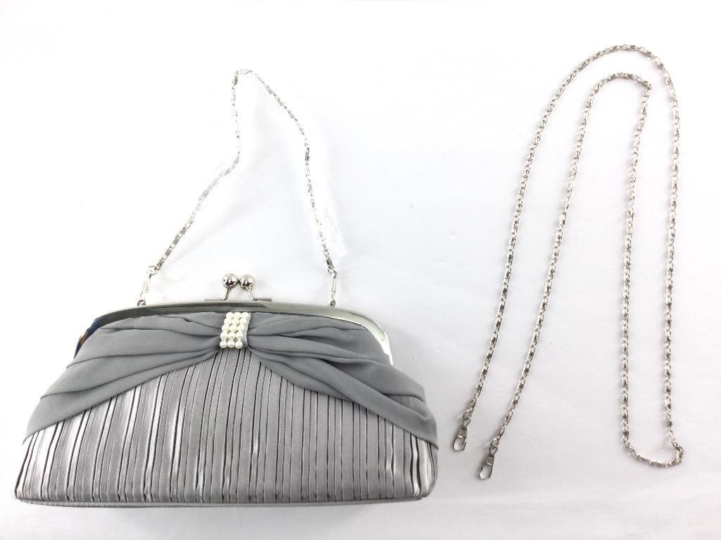 スーナウーナ サラシシフォン パーティーバッグ SunaUna クラッチバッグ 3WAY シルバー