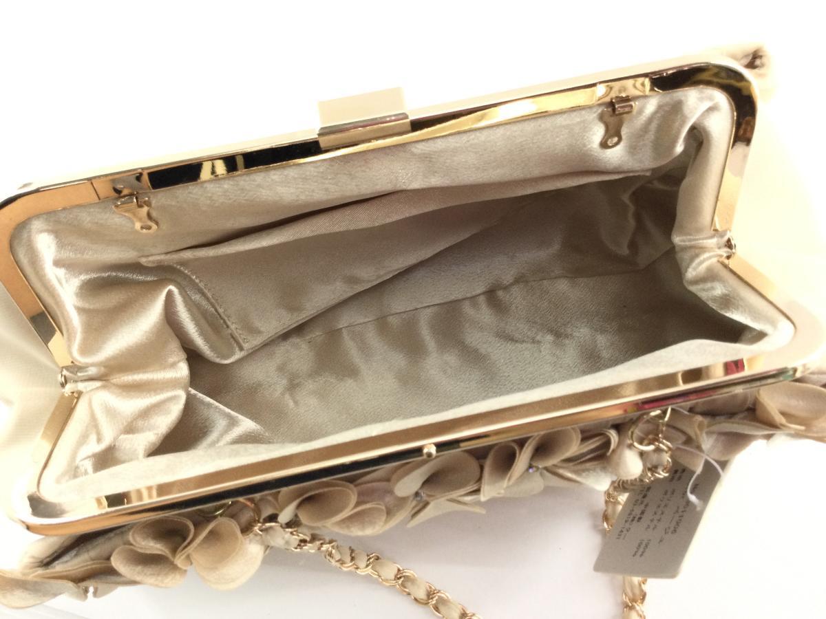 がま口パーティーバッグ クーコ COOCO 2WAY ハンドバッグ オーガンジーxミニフラワー ゴールド系_画像4