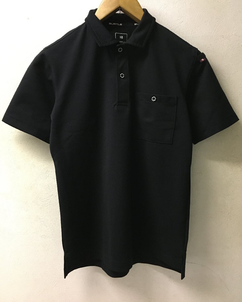 *BURTLE bar toru button with pocket deer. . polo-shirt black size S beautiful goods 