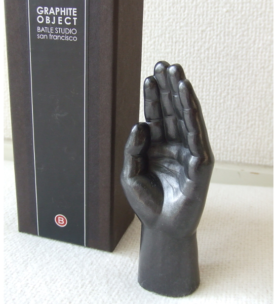 新品☆BATLE STUDIO☆グラファイトオブジェOPEN small hand　アゲリオ バトル作Graphite Objectsハンド置物アート芸術usa黒鉛 鉛筆 彫刻 手