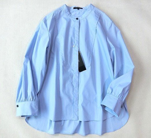 ■トランスワーク大きいサイズ44今季タイプライターバンドカラーシャツ/ブルー25，300円■