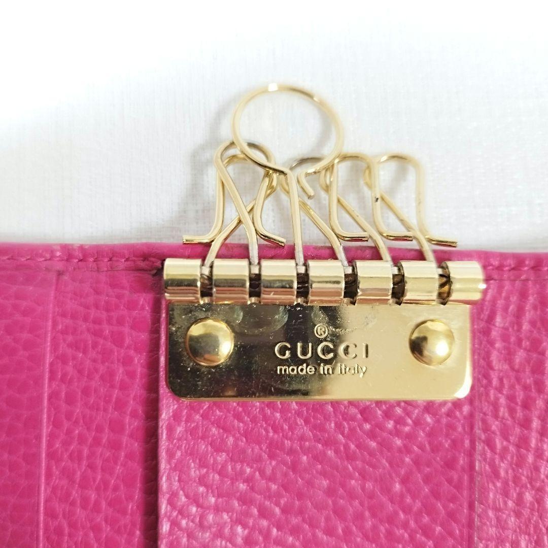良品】GUCCI グッチ キーケース 6連 マーモント 金金具 ピンク 良品】GUCCI グッチ キーケース 6連 マーモント 金金具 ピンク