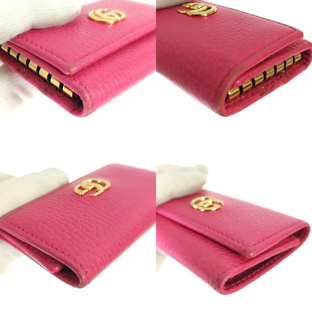 良品】GUCCI グッチ キーケース 6連 マーモント 金金具 ピンク 良品】GUCCI グッチ キーケース 6連 マーモント 金金具 ピンク