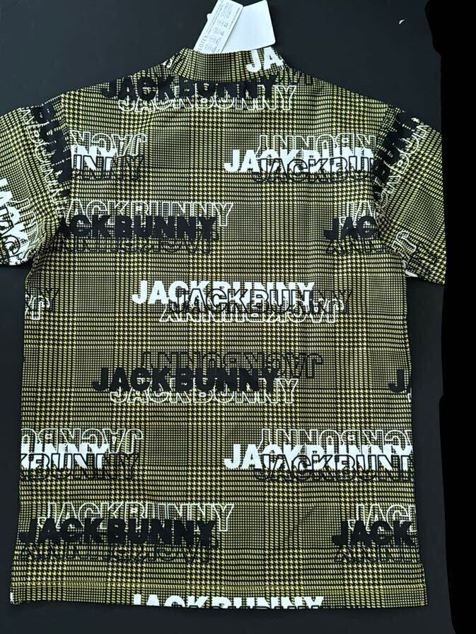 5/L即日発送/新品PEARLY GATES Jack Bunny ジャックバニー/メンズ/千鳥格子柄 -飛びロゴ SOLOTEX モックネックシャツ/ゴルフシャツ