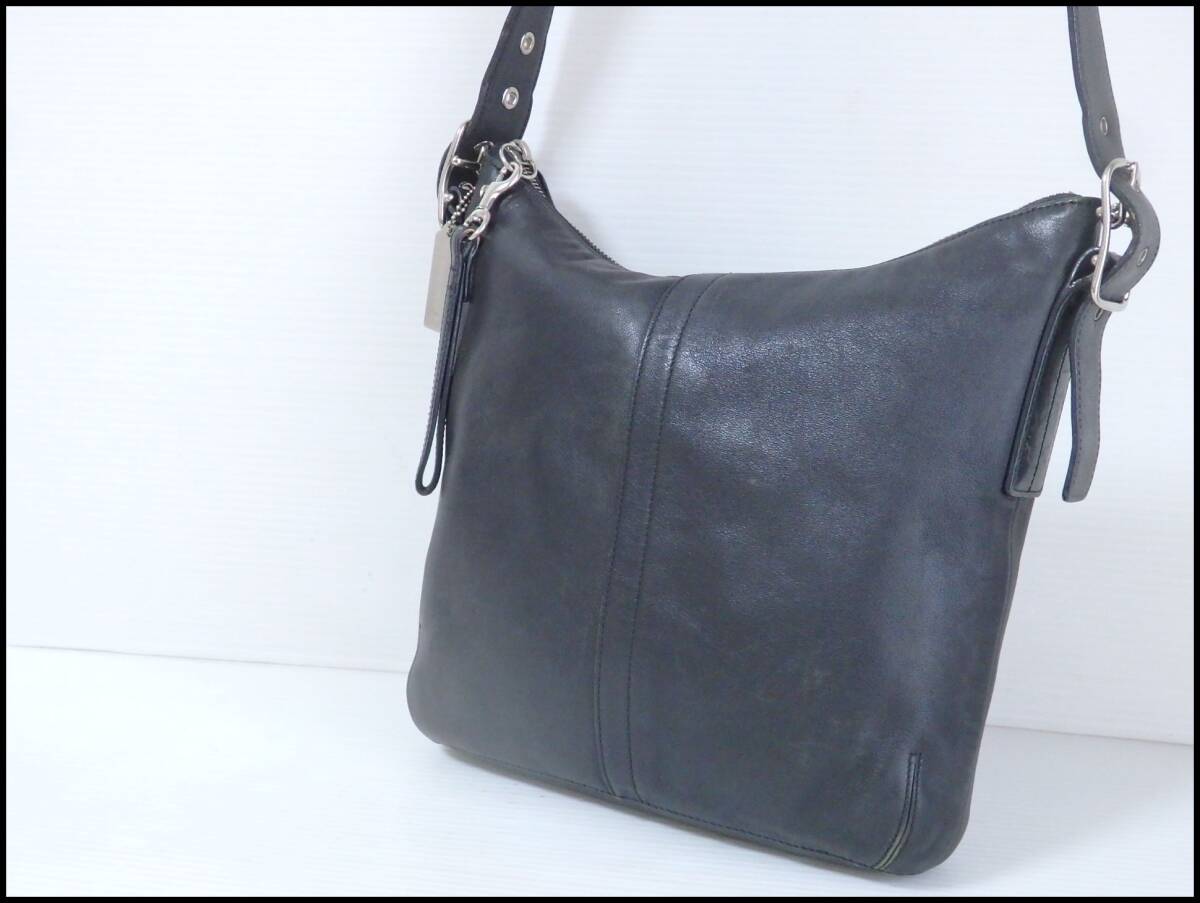 ＜本物 COACH コーチ ショルダーバッグ 斜め掛け クロスボディ レザー 黒＞7.63.3　☆定形外710円☆