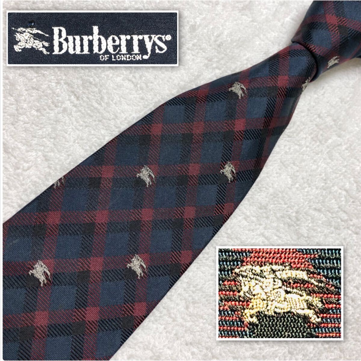 美品 Burberrys バーバリー ネクタイ チェック ホースマークロゴ 美品 Burberrys バーバリー ネクタイ チェック ホースマークロゴ