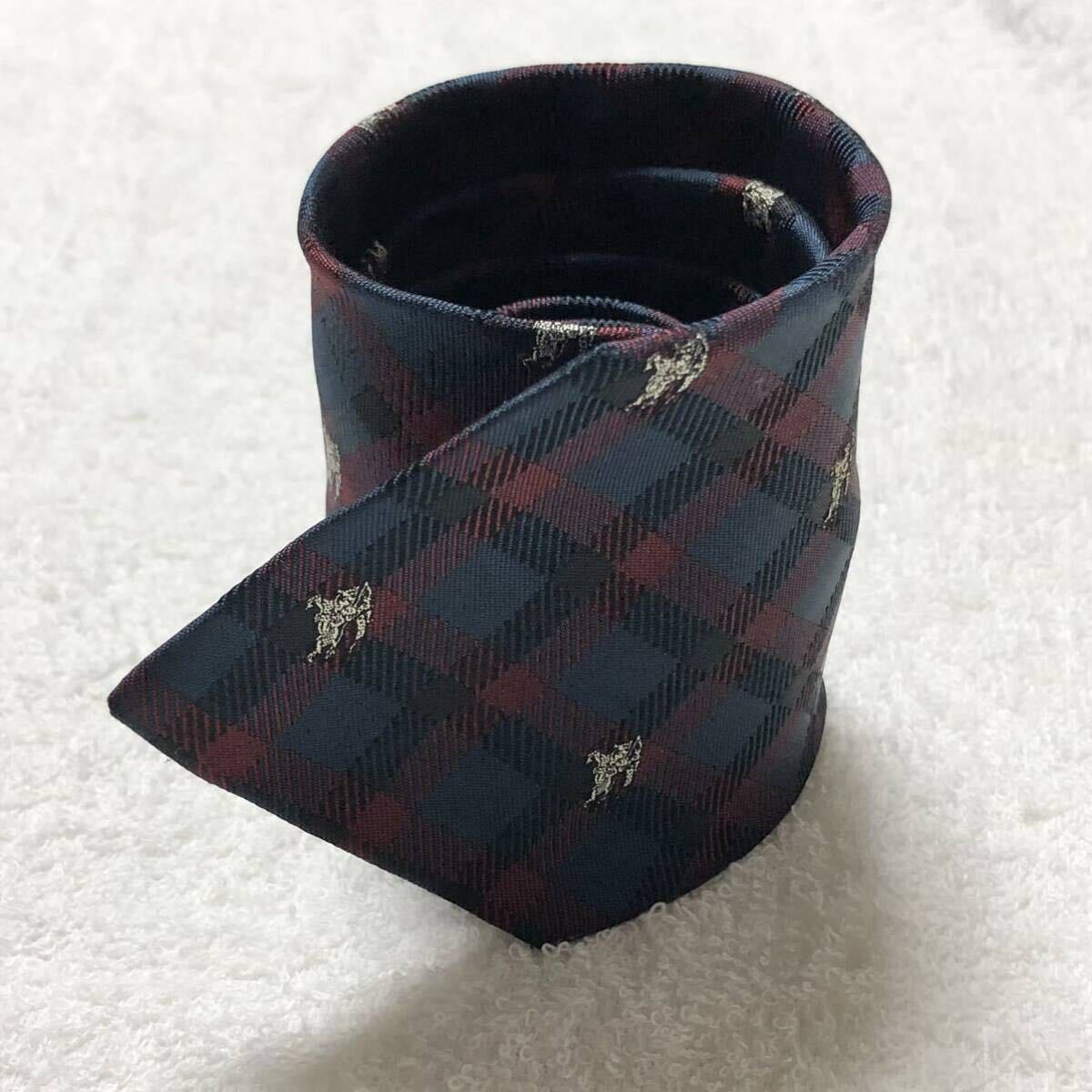 美品 Burberrys バーバリー ネクタイ チェック ホースマークロゴ 美品 Burberrys バーバリー ネクタイ チェック ホースマークロゴ