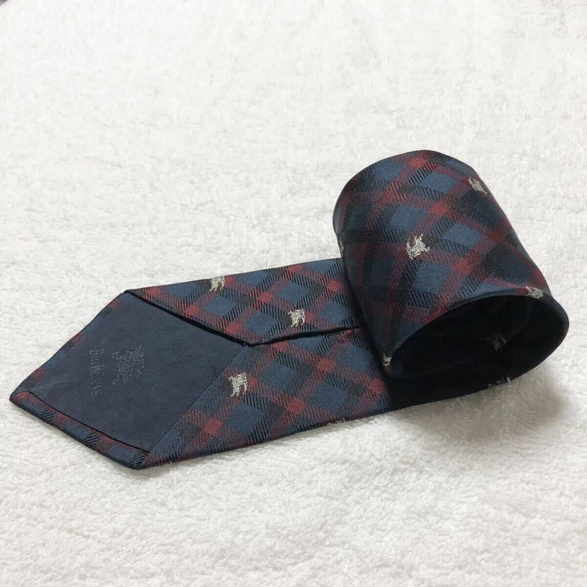 美品 Burberrys バーバリー ネクタイ チェック ホースマークロゴ 美品 Burberrys バーバリー ネクタイ チェック ホースマークロゴ