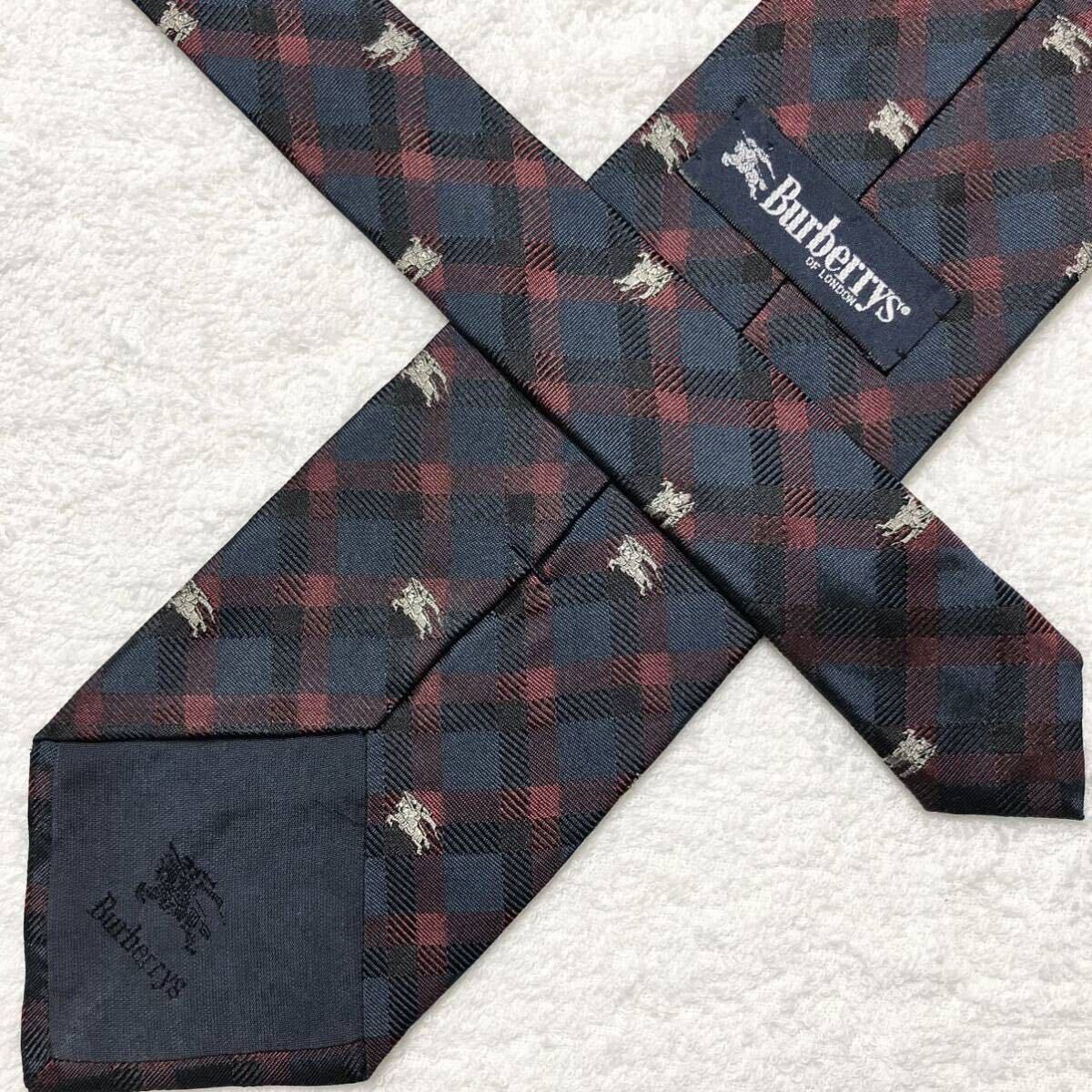 美品 Burberrys バーバリー ネクタイ チェック ホースマークロゴ 美品 Burberrys バーバリー ネクタイ チェック ホースマークロゴ