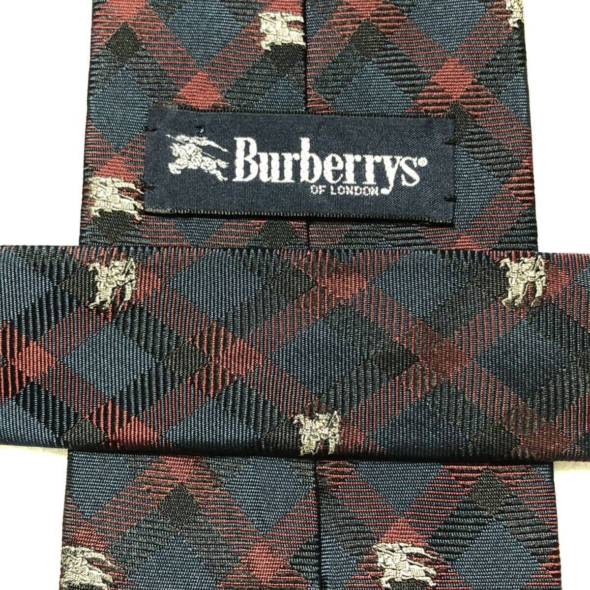 美品 Burberrys バーバリー ネクタイ チェック ホースマークロゴ 美品 Burberrys バーバリー ネクタイ チェック ホースマークロゴ