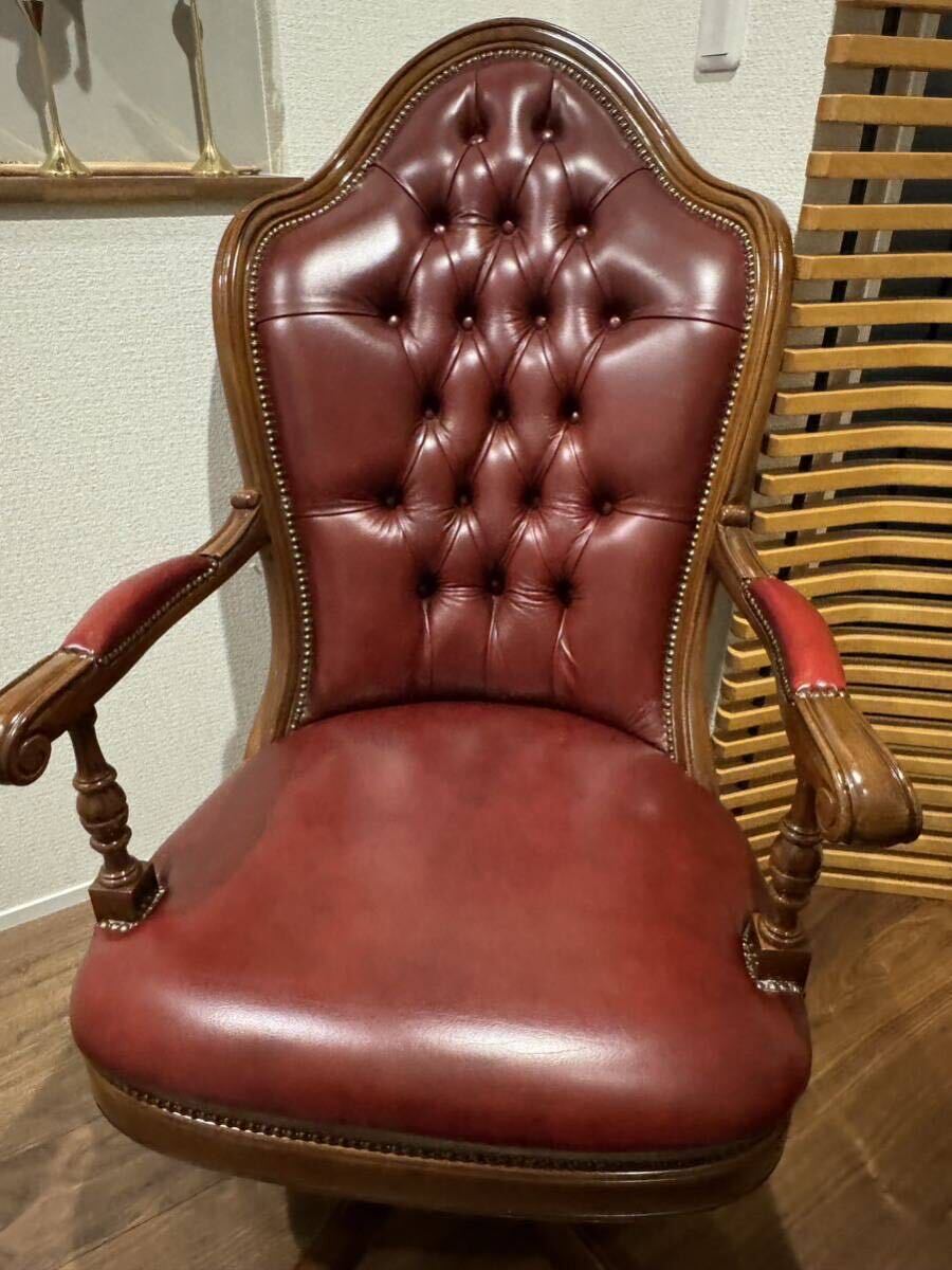 イタリア製高級チェア Modenese Gastone モデネーゼ・ガストーネ　アームチェア 天然木+本革
