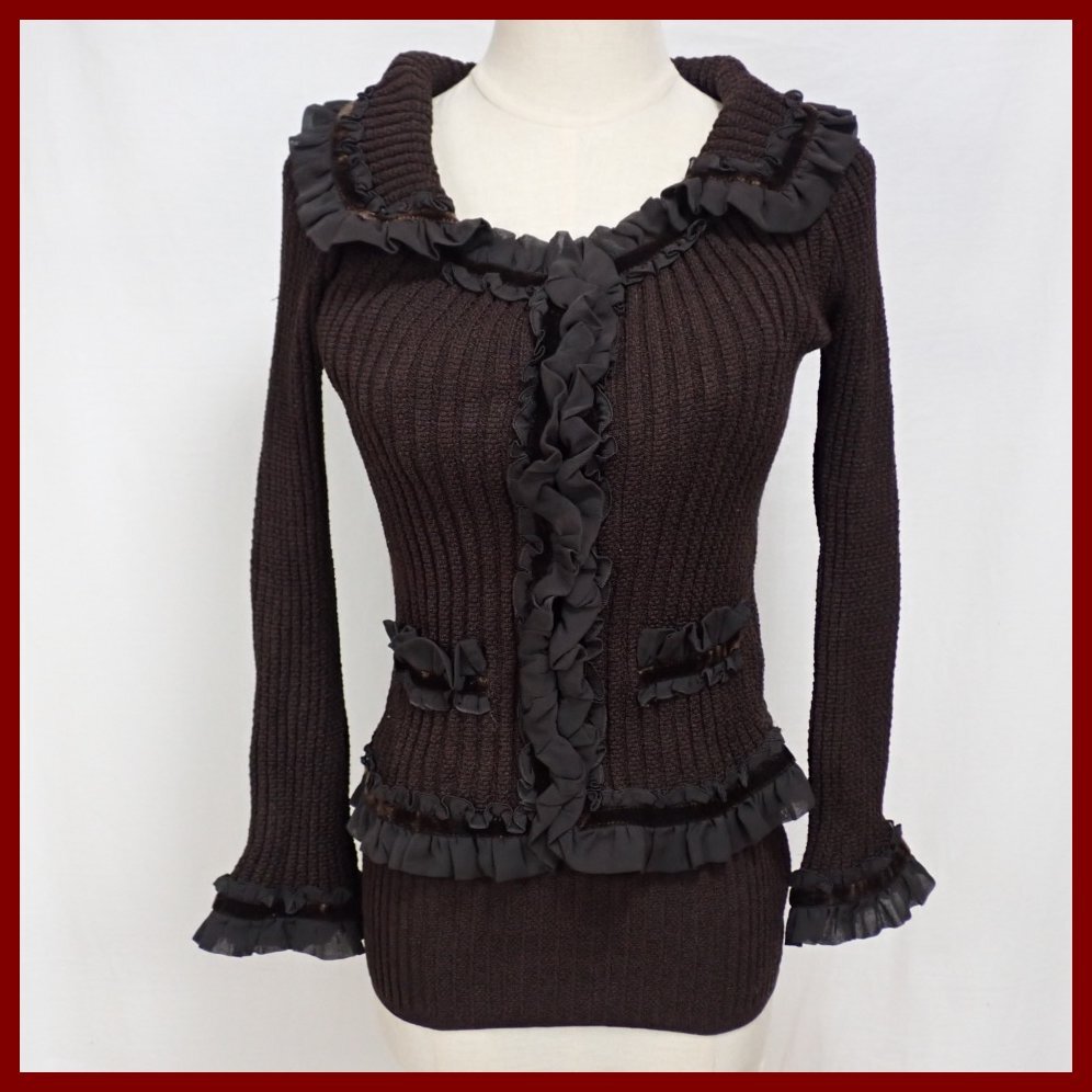 ★美品 EPOCA/エポカ アンサンブルニット/カーディガン + ノースリーブ/40/レディースM相当/ダークブラウン&2011100004