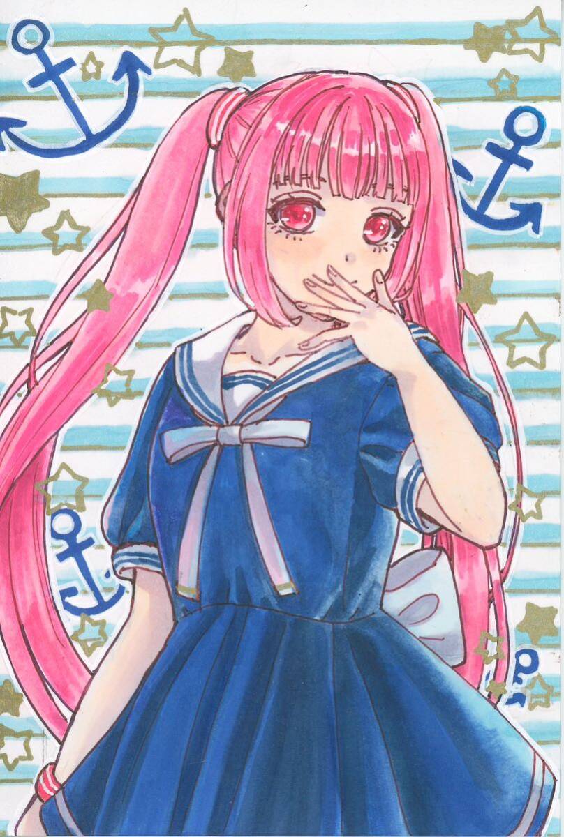 オリジナル 手描きイラスト 女の子 ツインテ(手描きイラスト オリジナル 手描きイラスト 女の子 ツインテ(手描きイラスト