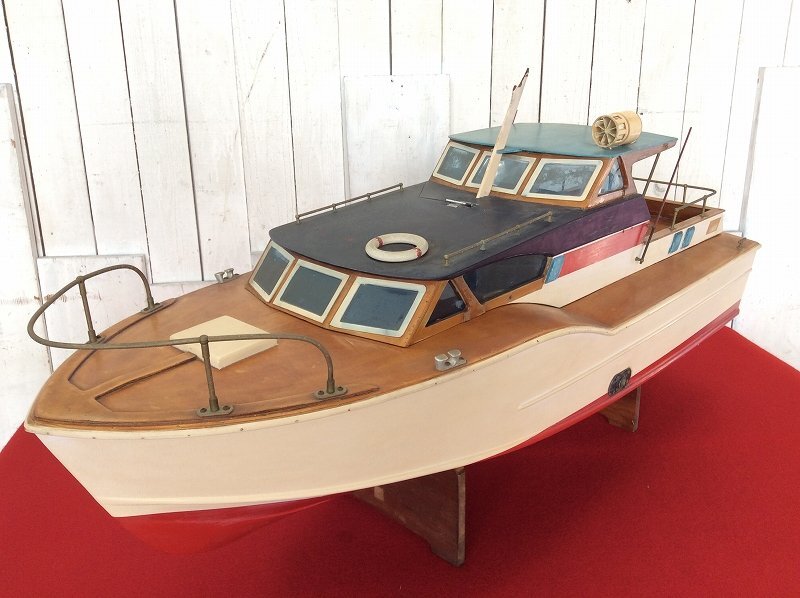 昭和レトロ/木製クルーザー船の模型/ボート/全長約100cm/幅約 昭和レトロ/木製クルーザー船の模型/ボート/全長約100cm/幅約