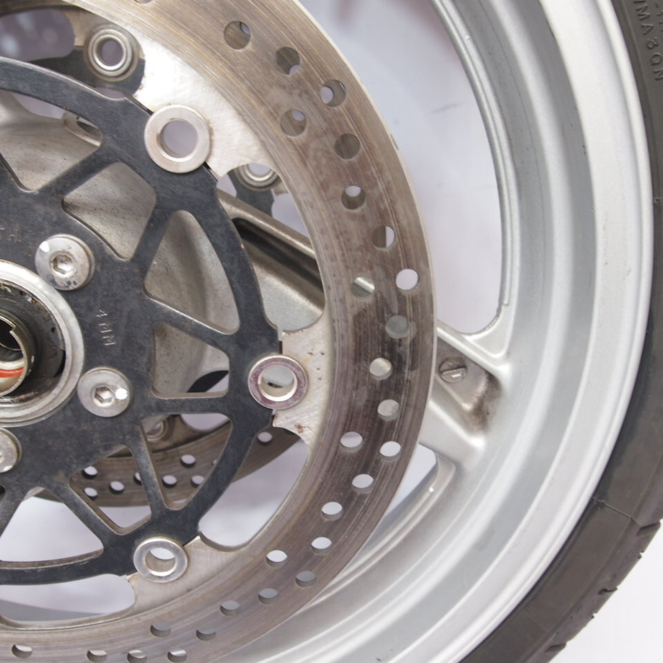 振れ無(wú)し!ZZ-R400N ZX400N-042 純正フロントホイール 05年外し 04-06年 ディスク アクスルシャフト
