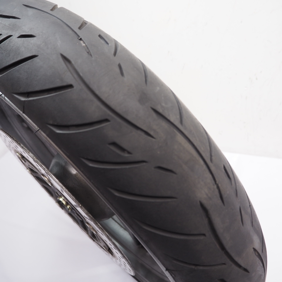 ZZ-R400N ZX400N-036 03年外し 純正フロントホイール アクスルシャフト メーターギア93-06年 ZX400-N9 21年メッツラータイヤ