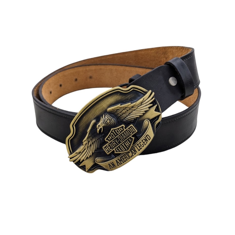 MOTOR HENRY DIAMOND CLOTHES Buckle Biker Golden Eagle American バックルベルト イーグル ゴールド ブラック