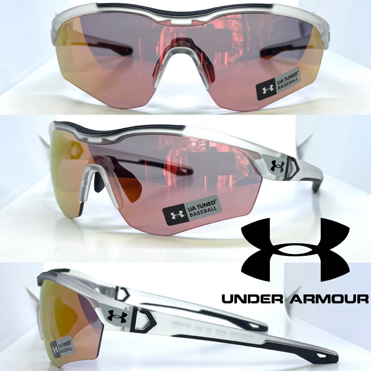 新品 送料無料 UNDER ARMOUR サングラス アンダーアーマー スポーツサングラス UA YARD PRO/F 2M450 マットクリスタル オレンジミラー