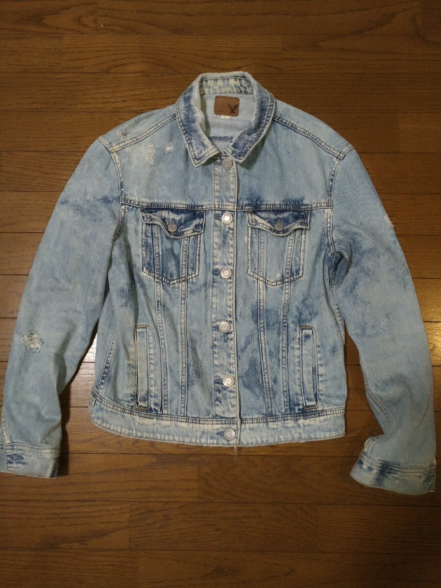 American Eagle アメリカンイーグル デニムジャケット ジージャン 長袖 　メンズ　サイズＳ　ダメージ加工