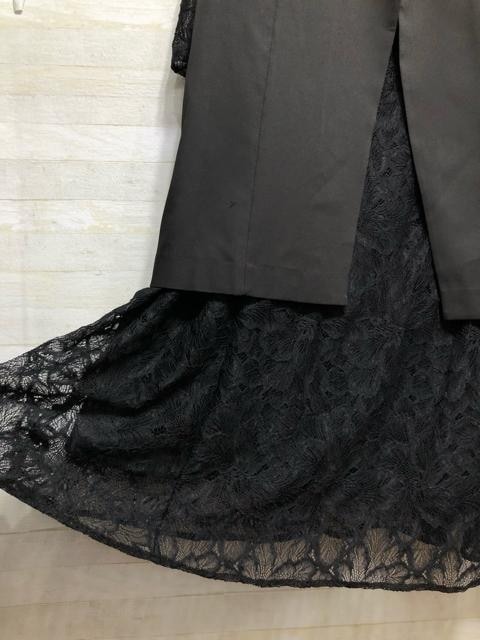 新品 3L黒系 レース×ジャケット重ね着風ワンピースドレス 2 6万