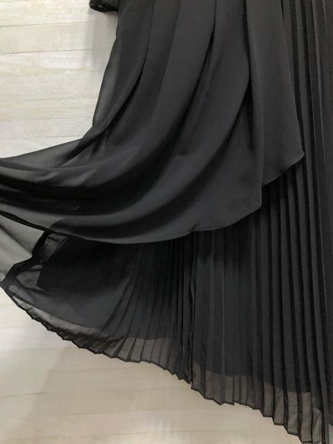 新品☆6L黒系♪プリーツ上品アシメデザインワンピース♪結婚式☆A218