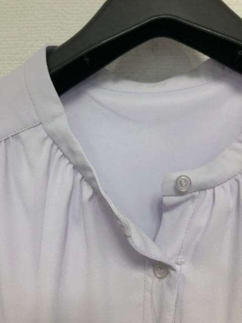 新品☆4Lライラック系?ストレッチ里地付?シフォンきれいめブラウス☆a692