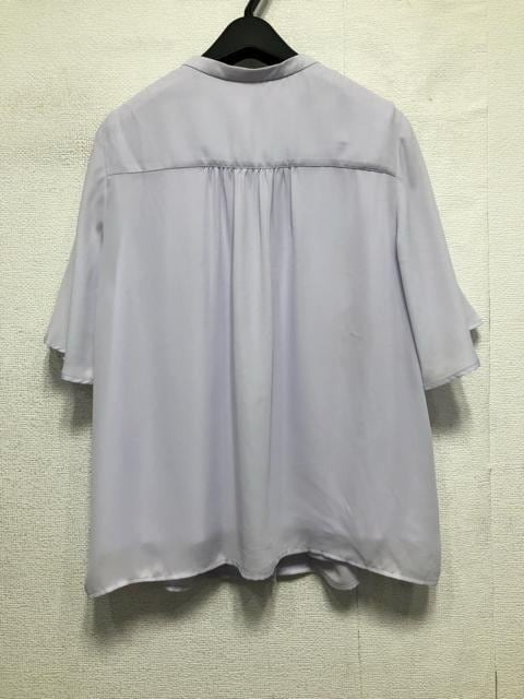 新品☆4Lライラック系?ストレッチ里地付?シフォンきれいめブラウス☆a692