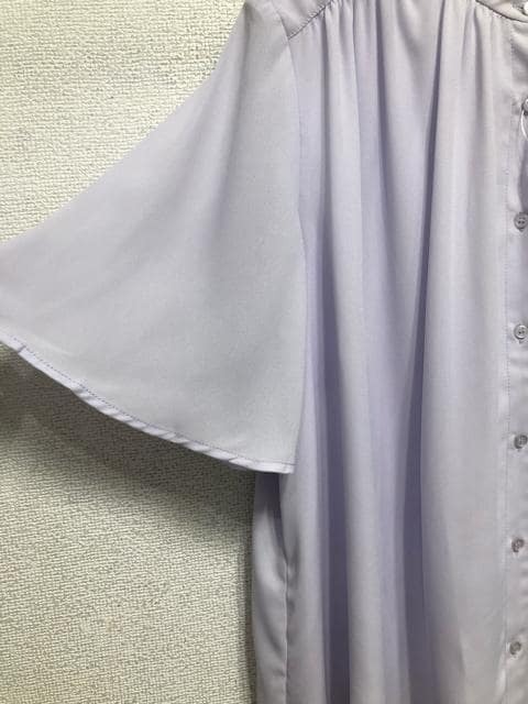 新品☆4Lライラック系?ストレッチ里地付?シフォンきれいめブラウス☆a692