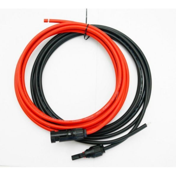 ソーラーケーブル延長ケーブル MC4 コネクタ付き 2m 2.5sq 赤と黒2本セット/ケーブル径5.3mm